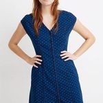 Madewell  Indigo Cap-Sleeve Button-Front Dress in Rainbow Heart Size 4 Photo 0