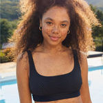 Aerie NWT  Jacquard Wide Strap Scoop Bikini Top Women's True Black Beach Size XL Photo 0