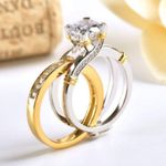 JEULIA two tone round cut silver ring set ✨ Photo 5