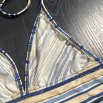 L.E.I.‎ 90s Y2K Swim Top Small Striped Blue White Halter Triangle Photo 4
