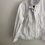 Old Navy ‎ White Denim Jacket Womens Size L Button Front Long Sleeve Jean Coat Photo 3