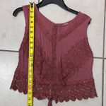 Self Esteem  Women Brown Crochet Cropped Shirt Size S Photo 6