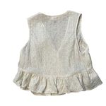 BCBGeneration White Eyelet Ruffle Hem Crop Top, Sz L Photo 10