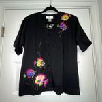 Lisa International Vintage  Fish Print Button Front Short Sleeve Shirt Top Size XL  Photo 3
