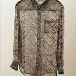 Equipment  FEMME 100% Silk Python Print Button Up Blouse Semi Sheer Blouse Small Photo 0