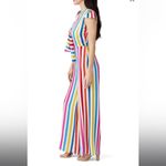 Color Me Courtney Sheree Striped Rainbow Jumpsuit White Size 2 Photo 2