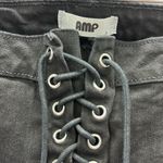 Amp Black Lace Up Fly High Rise Stretch Denim Zip Pocket Raw Hem Jeans Womens L Size undefined Photo 8
