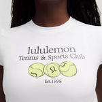 Lululemon XS Organic Cotton Baby Tee Tennis & Sports Club White NWT Preppy 1998 Photo 0