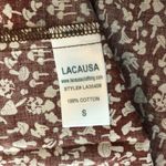 Lacausa  Playa Mini Dress Babydoll Cotton Romantic Puff Sleeve Mushroom Brown S Photo 6