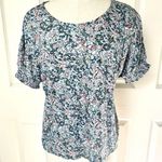 Loft blue floral short sleeved top Photo 10