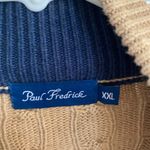 paul Fredrick tan cable knit elbow patch eclectic grandpa cotton zip cardigan Size XXL Photo 6