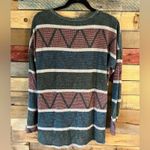 First Love  Maroon And Teal Aztec Print Long Sleeve Top Size Medium‎ Photo 1