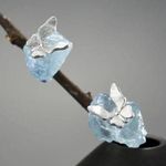 Artisan 925 Silver  Handmade Natural Aquamarine Butterfly - The Azure Earrings Photo 0