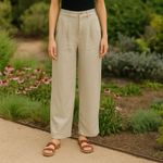 A New Day NEW Linen Blend Wide Leg Pants Light Khaki Coastal Capsule Career 8 Photo 1