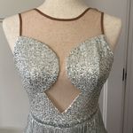 SheIn Sleeveless Bodycon Dress Sheer Mesh Shiny Sequins Party Dress with Fringe Photo 2