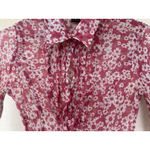 Moda VTG International 100% Silk Sheer Pink Floral Button Blouse Coquette Career Photo 2