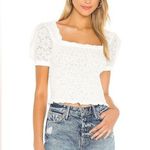 ASTR the Label Hudson Puff Sleeve Eyelet Smocked Top in White size Medium (M) Photo 0
