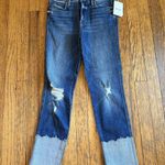 MOTHER Denim The Insider Crop Step Chew Jeans in Dancing on Coals size 25 New Blue Photo 4