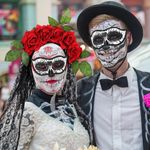 Toulite 16 pcs Halloween day of the dead costumes set for woman&men for cosplay Black Photo 5