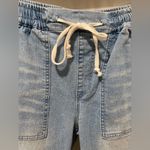 Forever 21 F21 Light Blue Faded Distressed Ripped Denim Drawstring Pants Joggers Photo 6