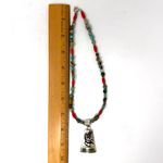 Vintage Navajo sterling silver Kokopelli, inlaid green Jasper, turquoise nklc Photo 12