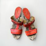 Coach Jonah Leather Wooded Wedge Sandals Women' s Orange Gold sz 7B Photo 1