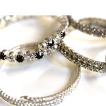 Source Unknown Party Glitter 5 Crystal/Rhinestone Silver Tone 6" Stackable Y2k Glam Bracelets Photo 2