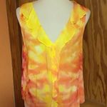 Bright tie dye plunging summer blouse Orange Size M Photo 5