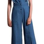 Sea New York Blue Denim Ruffled
Shoulder Wide Leg Jumpsuit Photo 0