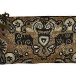 Mary Frances NWOT  Beaded Black Gold Evening Bag Wristlet Clutch Purse Photo 0