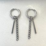 Metal Chain Dangle Drop Earrings for Men Women Punk Hip Hop Unisex Style Silver Photo 2