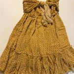 Skylar + Madison  YELLOW AND WHITE STRAPLESS FLOWY MINI DRESS SIZE MED RAW HEM Photo 3