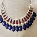 Red white and blue beaded bib necklace Photo 0