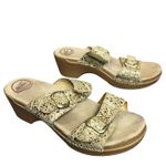 Dansko  Sophie Wedge Sandals 11-11.5 Beige Snakeskin Leather Slip On Clogs Shoes Photo 3