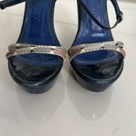 Burberry AUTHENTIC  GLOSSY PLATFORM PUMPS HEELS SANDALS SIZE 37 in Navy Blue Photo 7