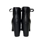 EXPRESS ‎ Women's Black Lace Up Ankle Boots Gold Accent Lug Heel Booties Photo 2