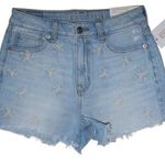 American Eagle Mom Short Blue Denim Light Wash Floral Jean Shorts Size 0 NWT NEW Photo 0