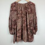 Dress Barn Top Womens 2X Brown Multicolor Paisley Balloon Sleeve Peasant Blouse Photo 2