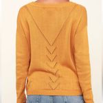 Lulus  Pointelle Me More Sweater Mustard Yellow Cotton Blend Oversized Size Small Photo 8