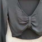 Flynn Skye Alyssa women’s dark green bell sleeve V-neck cropped top size small S Photo 3