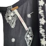 Free People  Sleeveless Diamond Embroidered Boho Sleeveless Top Black Size M Photo 6