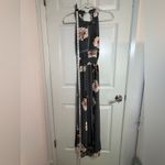 Women Floral Maxi Dress with Slit Size Large Gray Photo 3