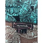 My Michelle  Teal Green & Black Print A-line Dress with Deep V-neck & Tie‎ Belt L Photo 2