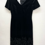 Laura Ashley Vintage Velvet Dress Size 4 Black Embroidery Photo 0