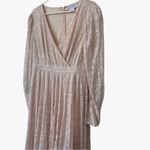 Mac Duggal 93679 Long Sleeve A Line Maxi Gown Dress Pink Lace Sequin 10 Photo 7