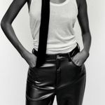 ZARA  Slim Leg Flare Super High Rise Slim Long Length Pants Comfort Black 4 NEW Photo 7