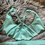 Forever 21 🩶⏫🆕F21 Grey Space Dye with Teal Strappy Sports Bra ✨NWT✨ Photo 3