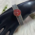 Snap button red enamel faceted rhinestones bracelet Photo 5