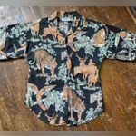 Vintage Caribou Black & Tan Tiger Print Shirt Size 10 Photo 0