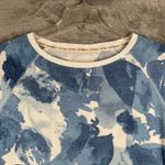 Peace Love World Sweatshirt Blue White Floral Print Pullover Top Comfy Casual S Photo 3